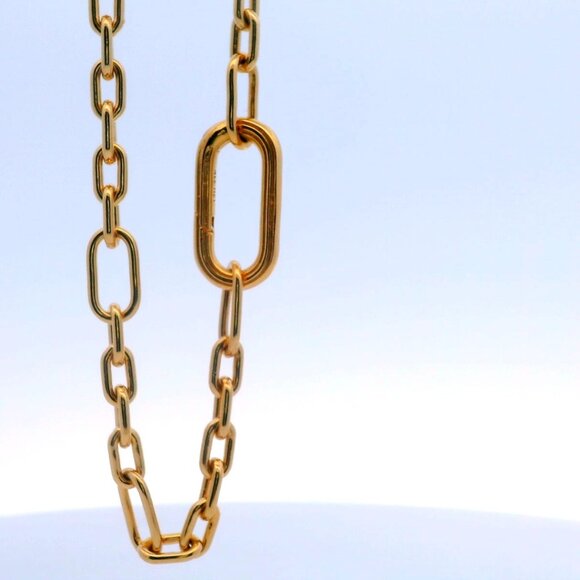 Gold Filled Over Silver Asymetrical Oval Push Clasp Open Link Bracelet 8.1" New - Picture 1 of 2